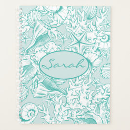 Agenda Elegante concha de mar verde claro personalizada