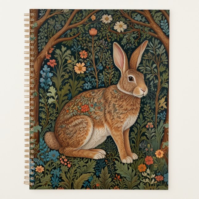 Agenda Elegante conejo boho marrón de madera (Anverso)