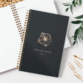 Agenda Elegante Copper Hibiscus Flower Personalizada