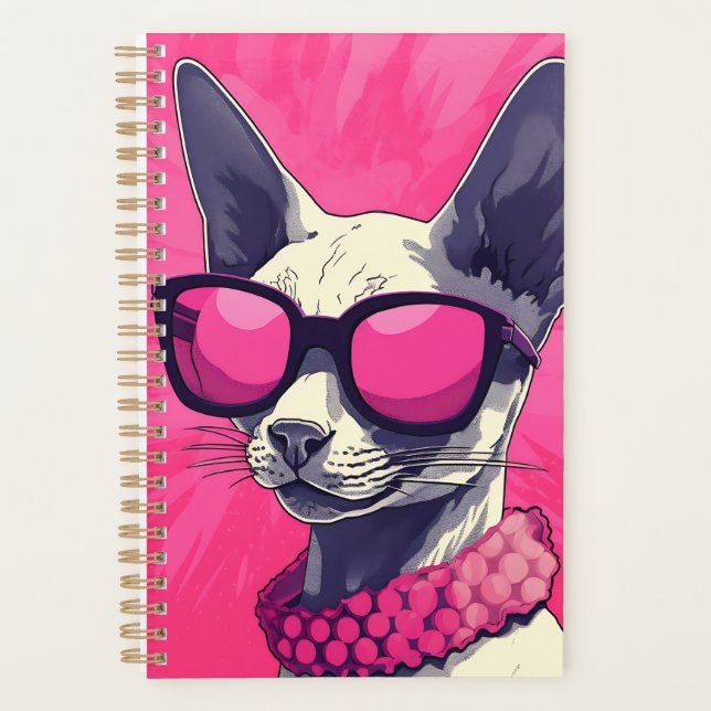 Agenda Elegante Cornish Rex Cat Pink (Anverso)