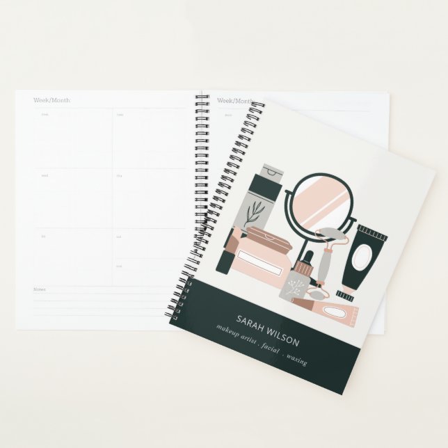 Agenda Elegante cosmético de artistas de maquillaje gris  (Demostración)