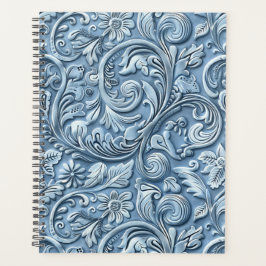 Agenda Elegante cuero blanco azul claro