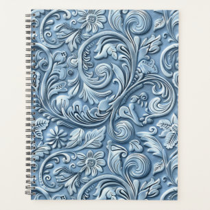 Agenda Elegante cuero blanco azul claro