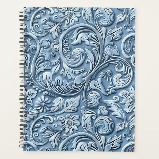 Agenda Elegante cuero blanco azul claro (Anverso)