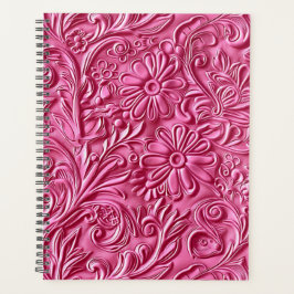 Agenda Elegante cuero labrado rosa