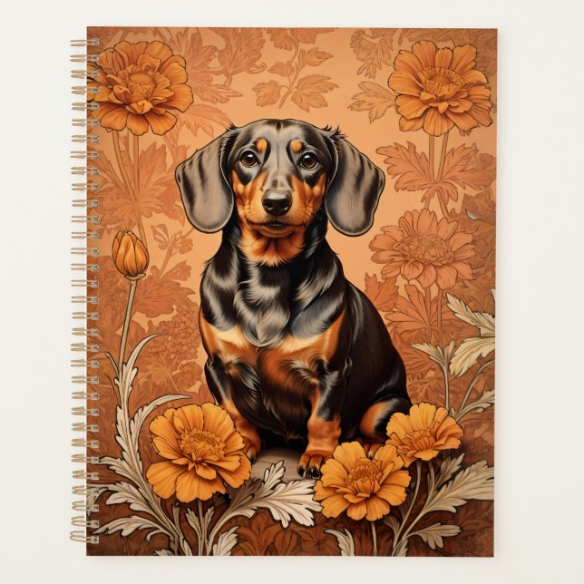 Agenda Elegante Dachshund Y Marigoles (Anverso)