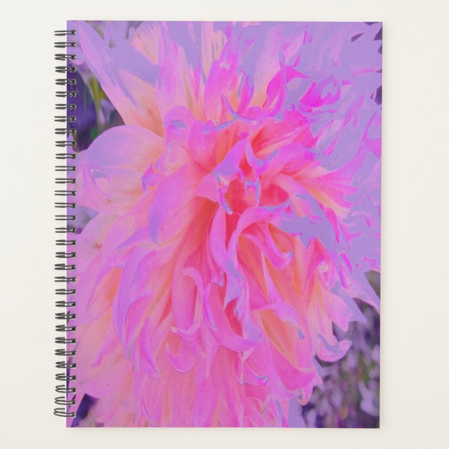 Agenda Elegante Dahlia con decoración magenta y rosa (Anverso)