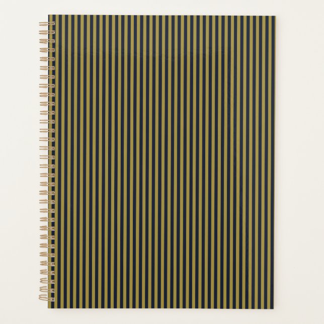 Agenda Elegante delgado oro y franjas verticales azul de  (Anverso)