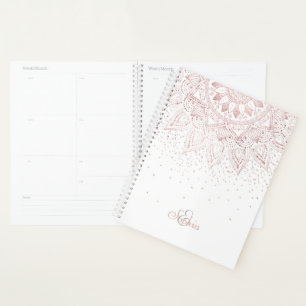 Agenda Elegante diseño de confeti dorado mandala rosa