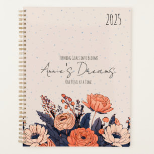 Agenda Elegante diseño floral Personalizado con nombre y