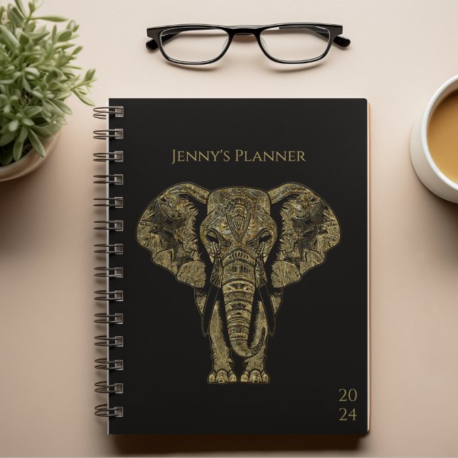 Agenda Elegante Elefante Negro y Oro Semanal Personal (Subido por el creador)