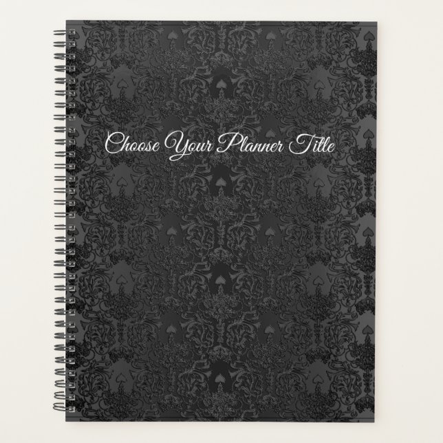 Agenda Elegante encaje negro de damasco (Anverso)