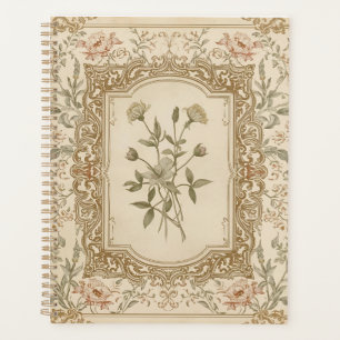 Agenda Elegante estampado floral grabado vintage francés