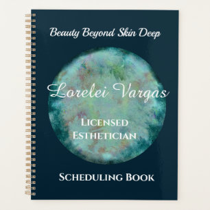 Agenda Elegante esteticista de color verde azul