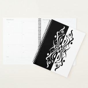 Agenda Elegante estilo Harlequin negro y blanco abstracto