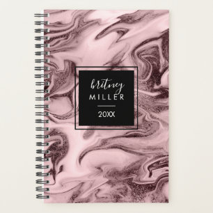 Agenda Elegante estilo moderno de rosa dorado y mármol ro