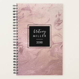 Agenda Elegante estilo moderno rosa de cobre de mármol r