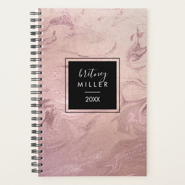 Agenda Elegante estilo moderno rosa de cobre de mármol ro (Anverso)