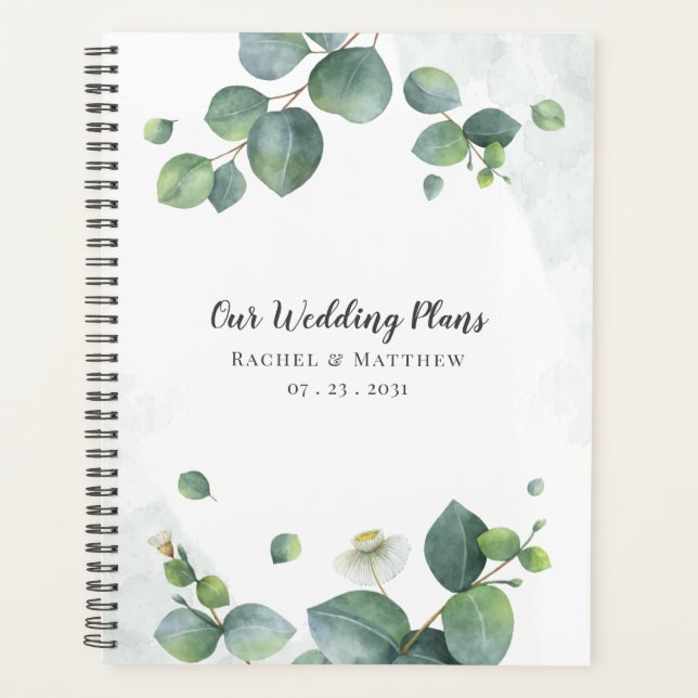 Agenda Elegante Eucalyptus Greenery Boda (Anverso)
