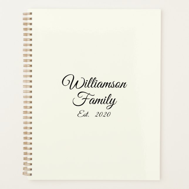 Agenda Elegante fecha de nombre de familia del guión de p (Anverso)