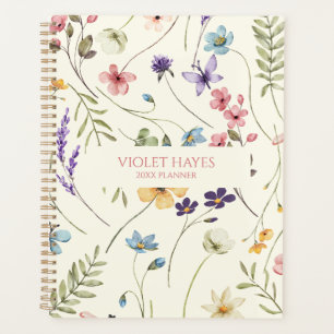 Agenda Elegante Flor Silvestre Floral Personalizada