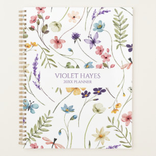 Agenda Elegante Flor Silvestre Floral Personalizada