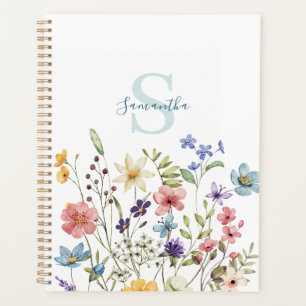 Agenda Elegante flor silvestre personalizada