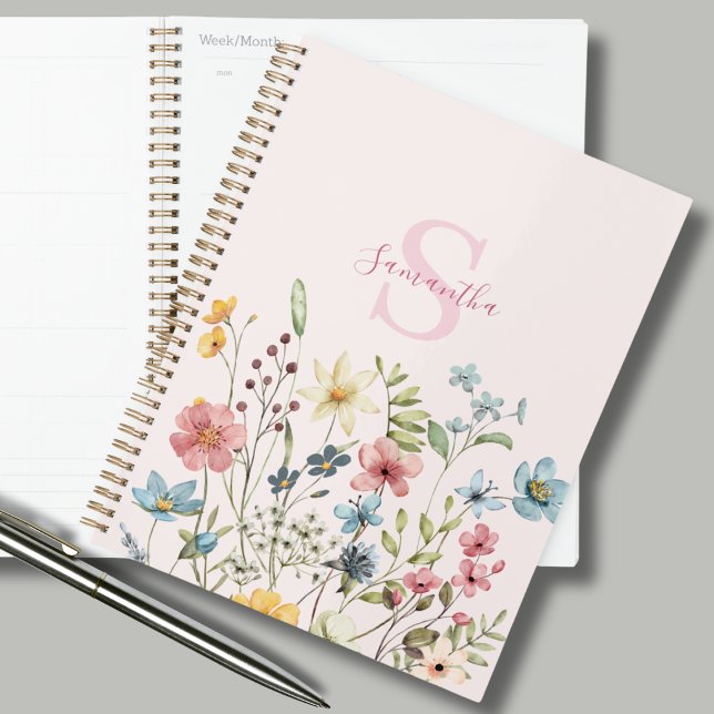 Agenda Elegante flor silvestre rosa personalizada (Subido por el creador)