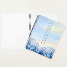 Agenda Elegante Floral Azul Acuarela