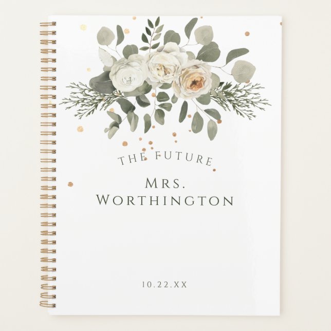 Agenda Elegante Floral Bouquet El futuro Sra. Boda (Anverso)