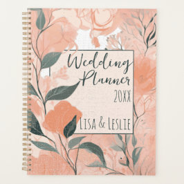 Agenda Elegante Floral de Melocotón Personalizado Novia B