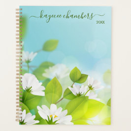 Agenda Elegante Flores Blancas Personalizadas En Personal