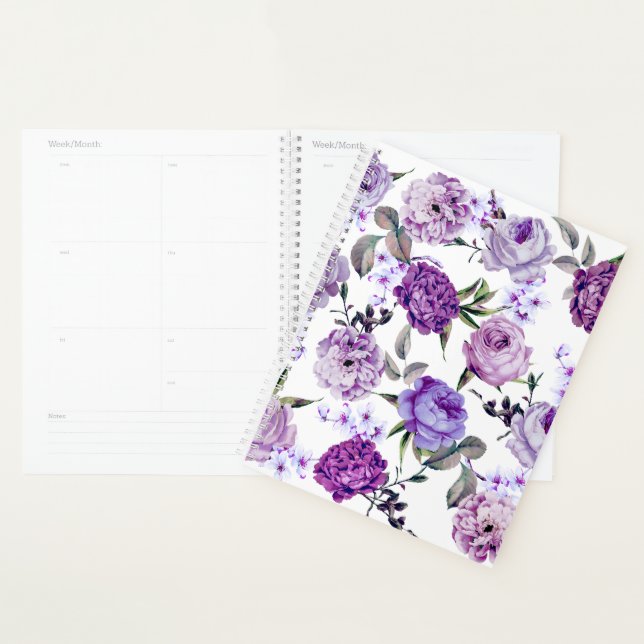 Agenda Elegante Flores violeta de Lilac púrpura (Demostración)