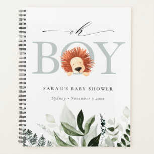 Agenda Elegante Foliage Cute Boho Lion Oh Boy Baby Shower