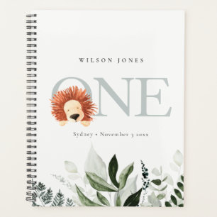 Agenda Elegante Foliage de León Cute Boho Primer Cumpleañ