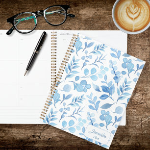 Agenda Elegante follaje azul y blanco