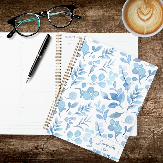 Agenda Elegante follaje azul y blanco (Subido por el creador)