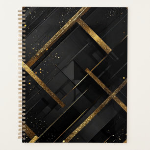 Agenda Elegante fondo abstracto negro y dorado