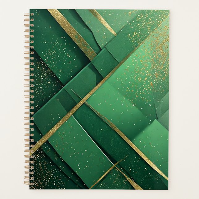 Agenda Elegante fondo abstracto verde con brillo (Anverso)