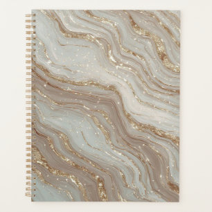Agenda Elegante fondo de mármol beige con brillo dorado