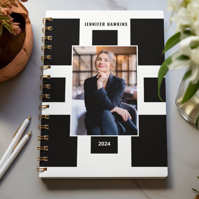 Agenda Elegante foto de negocios geométrica en blanco y n (Subido por el creador)
