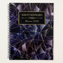 Agenda Elegante Galaxia de Cristal de Medianoche en Negro