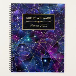 Agenda Elegante Galaxia de Cristal de Medianoche Púrpura 