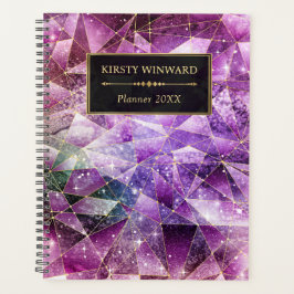 Agenda Elegante Galaxia de Cristal de Medianoche Rosa y D