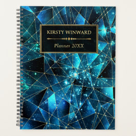 Agenda Elegante Galaxia de Cristal de Medianoche Teal y D