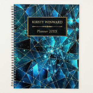 Agenda Elegante Galaxia de Cristal de Medianoche Teal y D