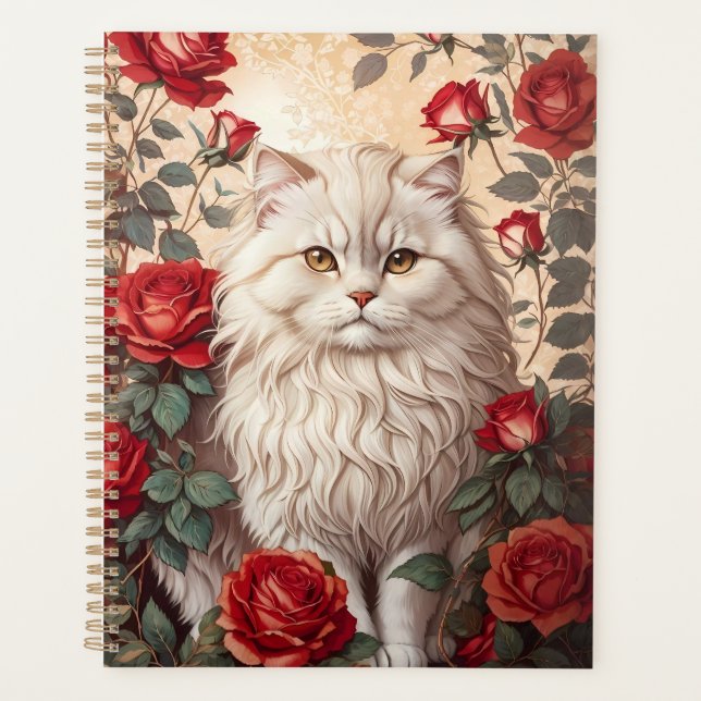 Agenda Elegante gato persa con Rosas (Anverso)