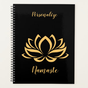 Agenda Elegante Gold Lotus Flor Zen Yoga Monogramado