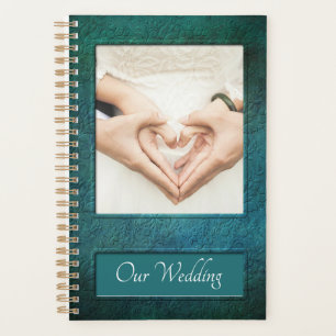 Agenda Elegante Grabado en relieve Boda Verde azulado