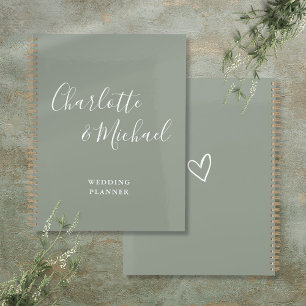 Agenda Elegante guion de firma Verde Salvia Boda